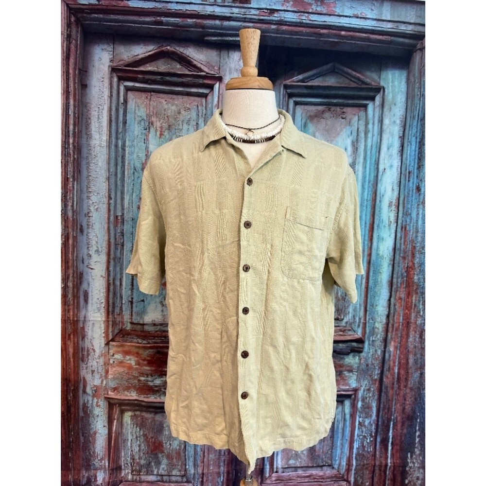 Island Dry Goods - Cream 100% silk Hawaiian shirt Size  L